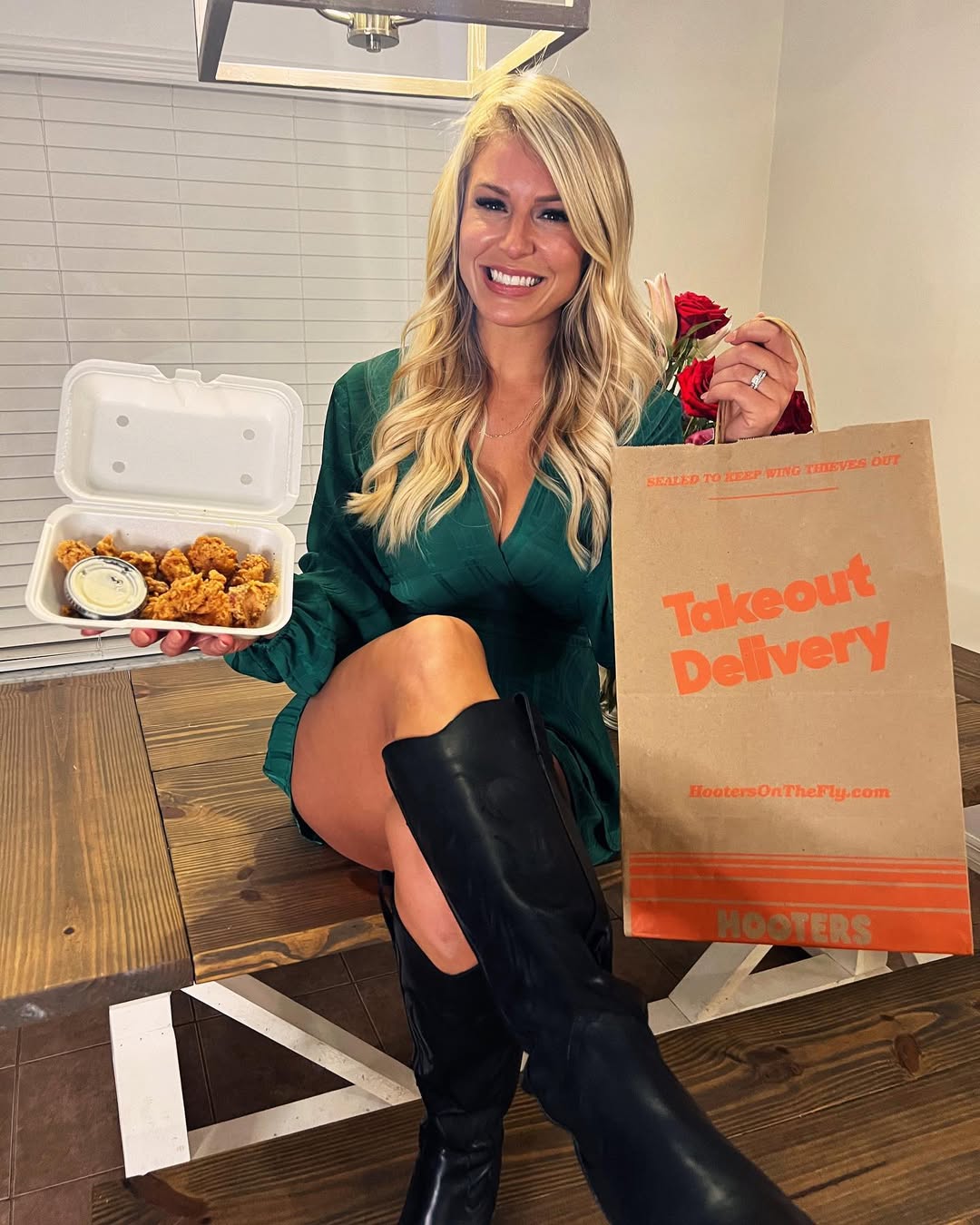 Instagram post by @britt_fishing for Hooters. Caption reads: Can't get enough of these @hooters Wings🍗

Now....