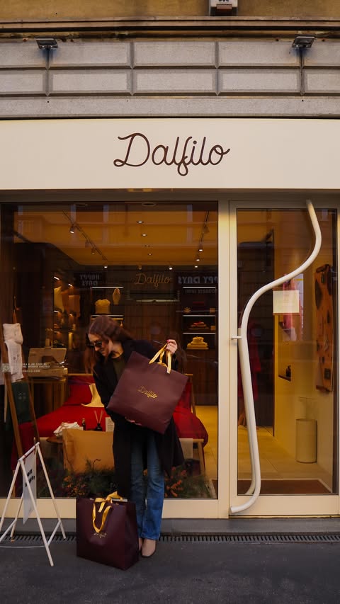 Instagram post by @daysofmilan for Dalfilo. Caption reads: Christmas time in Milan is always magical, so here....