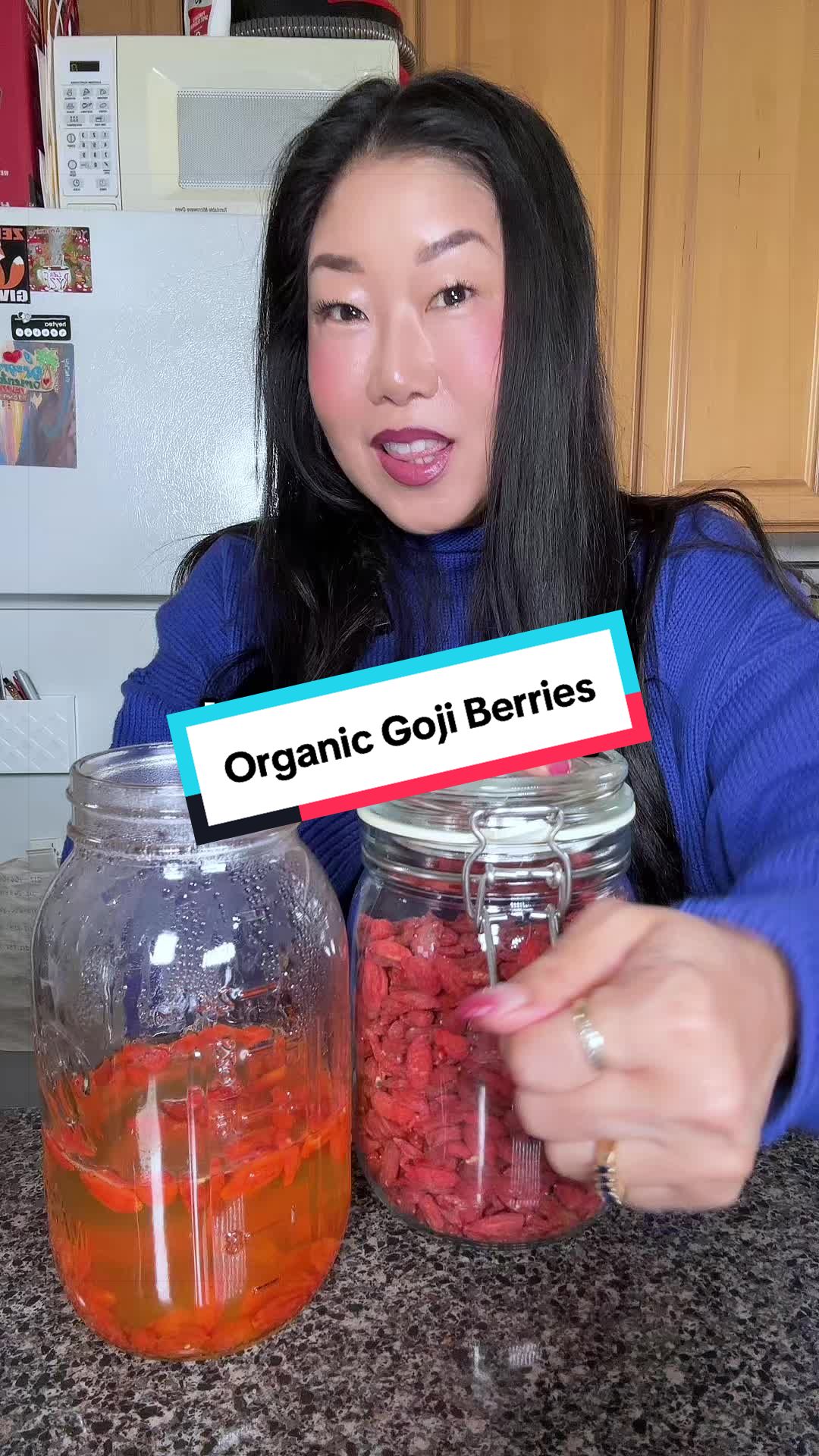 TikTok post by @girlwithadoge for Micro Ingredients. Caption reads: Micro Ingredients Organic Goji Berries are large,....