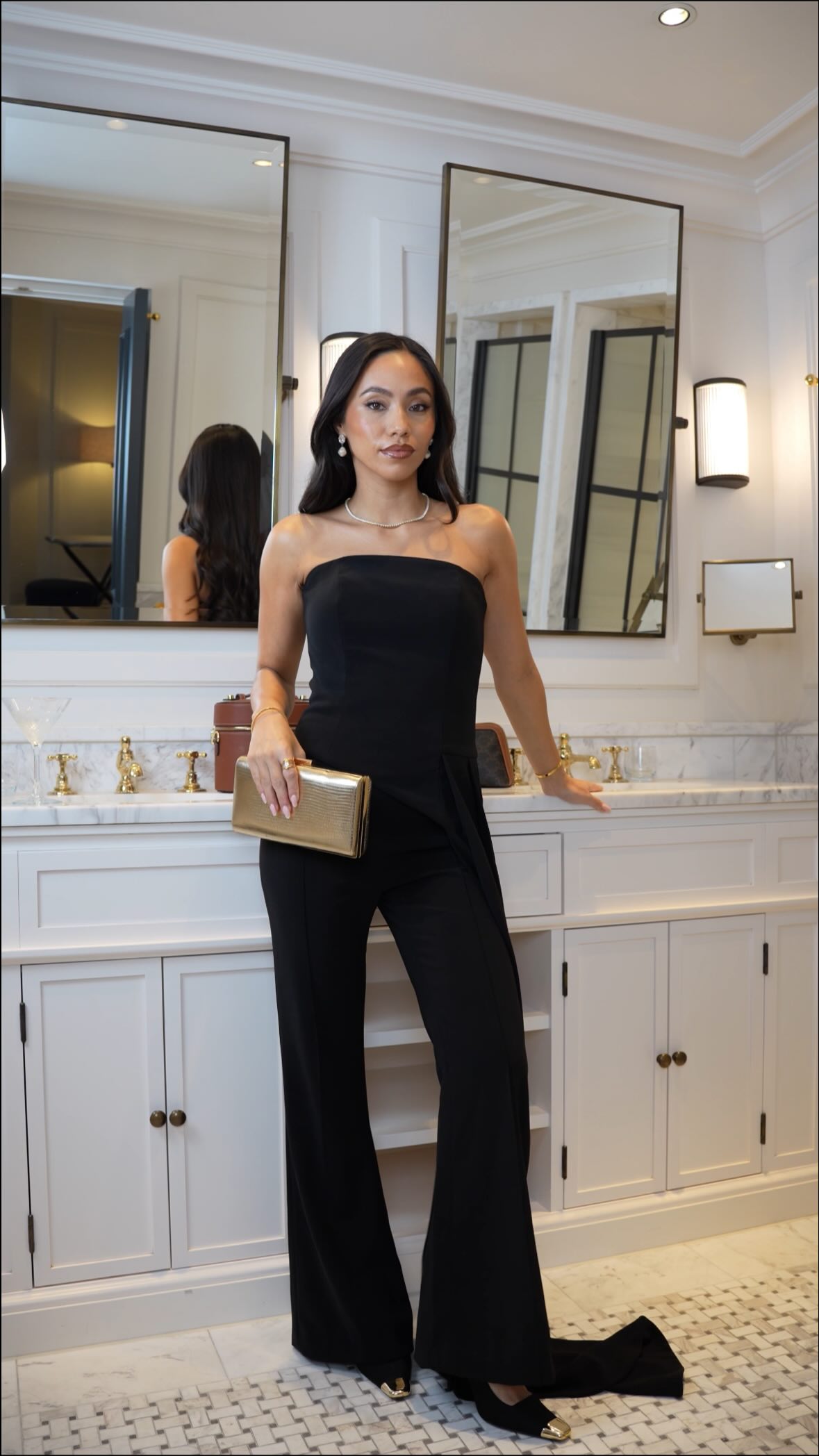 Instagram post by @ooliviamiller for Nadine Merabi. Caption reads: Which one are you this party season? 💃🏻Wearing....