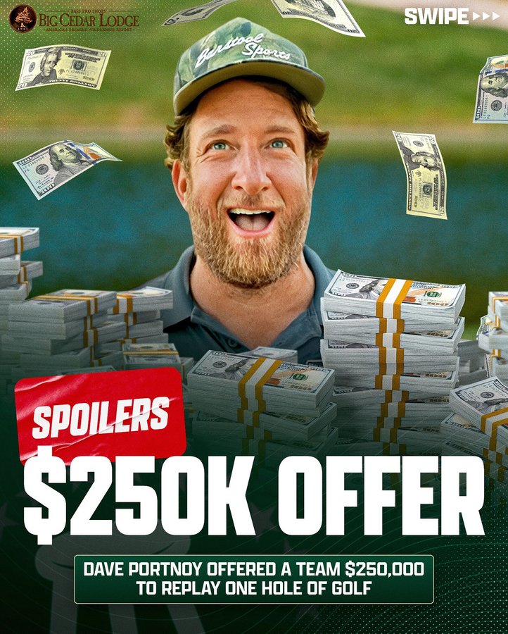 Instagram post by @bubbiegolf for Barstool Sports. Caption reads: $250,000 TO WIN ONE HOLE! AND THEY DIDN’T EVEN....