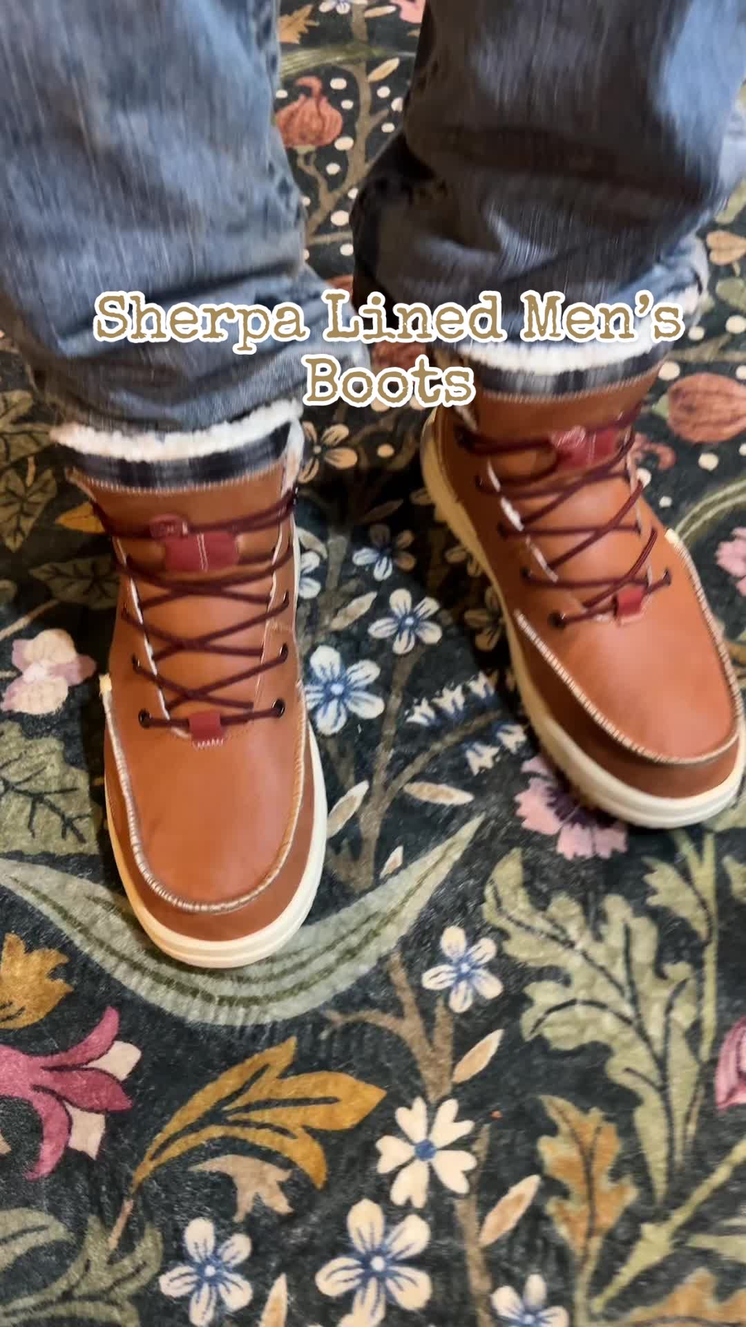 TikTok post by @whitneymendel for HEYDUDE shoes. Caption reads: Heydude Bradley Cozy Boots #heydudeshoes #heydudes....