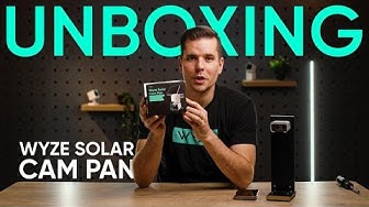 YouTube post by @wyze for Wyze. Caption reads: Unboxing the Wyze Solar Cam Pan.
