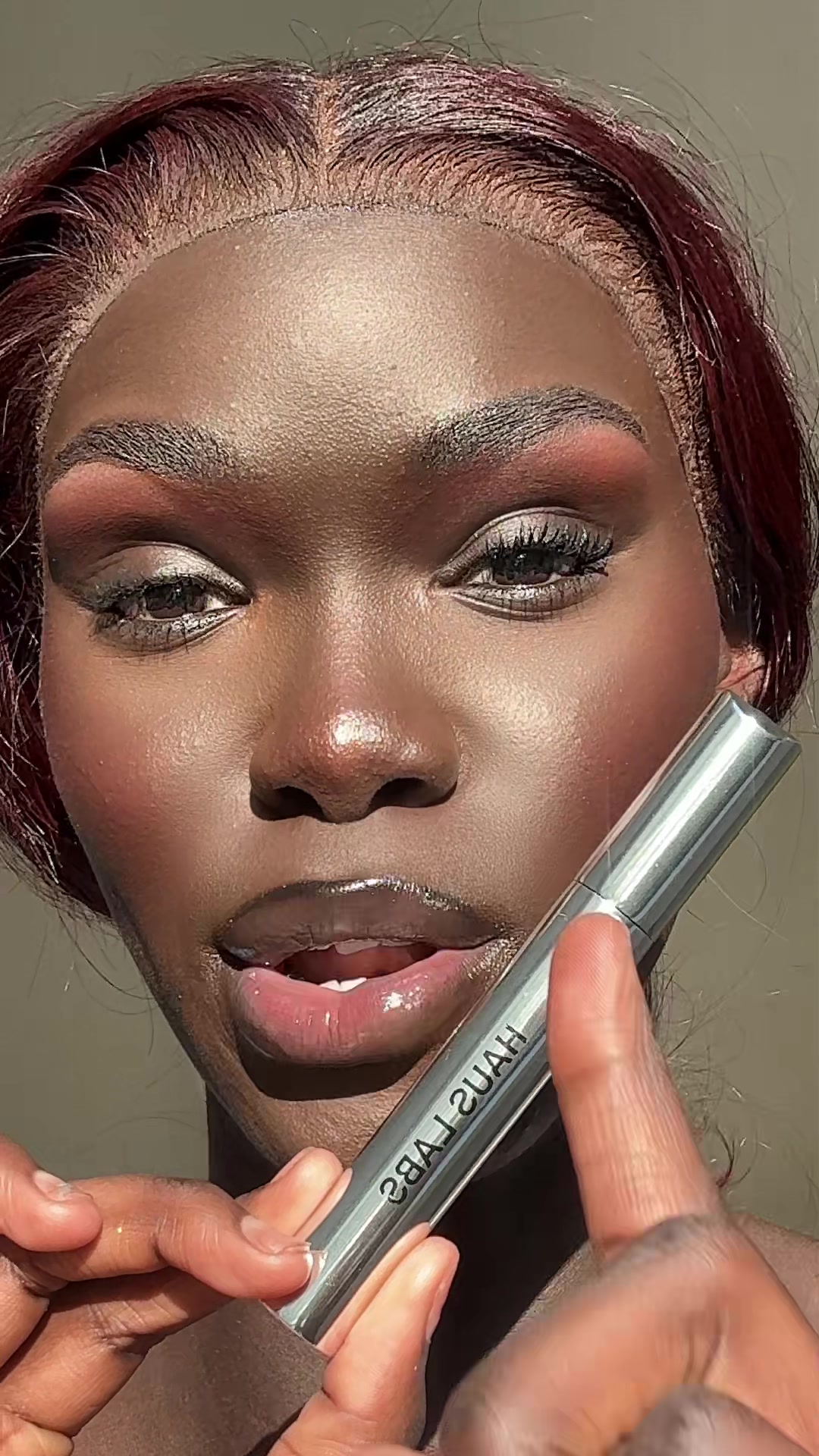 TikTok post by @unicewani for Haus Labs. Caption reads: Length. Volume. Drama. Done 🖤 @Haus Labs by Lady....