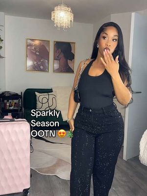 TikTok post by @_venessalove for RELA RELA. Caption reads: [...] INLOVE with these sparkly jeans from Rela....