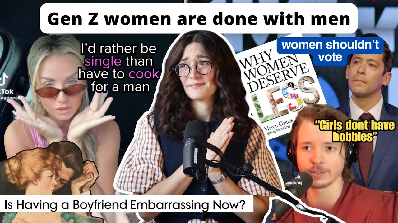 YouTube post by @AshleyEmbers for Los Angeles Times. Caption reads: How the podcast-bro epidemic has ruined....