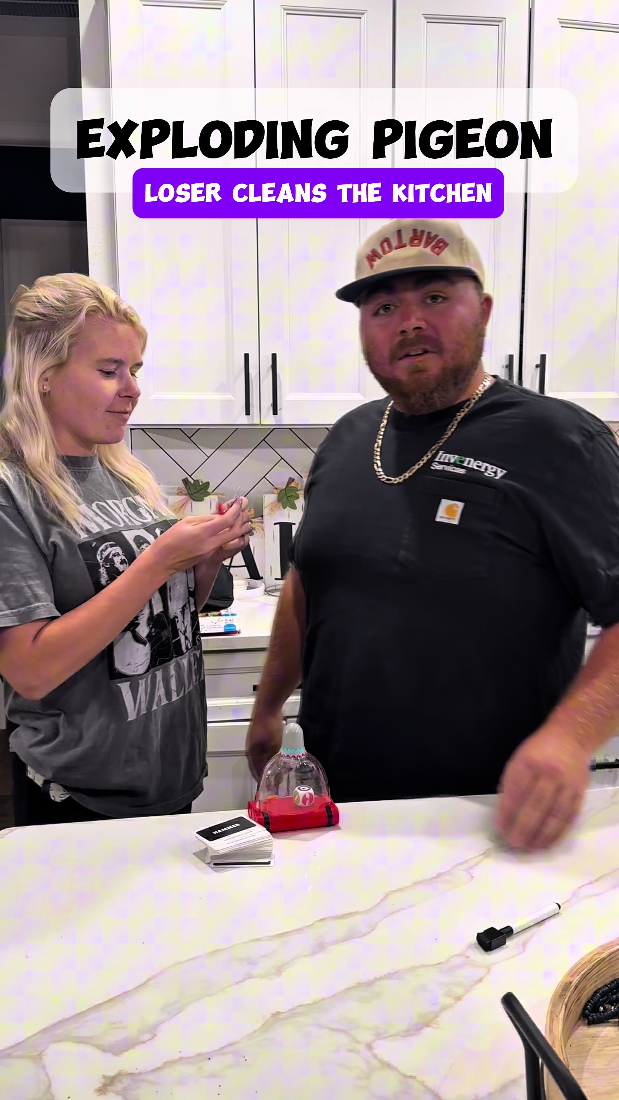 TikTok post by @logandurrance12 for Exploding Kittens. Caption reads: [...] to play some exploding pigeon! @Exploding....