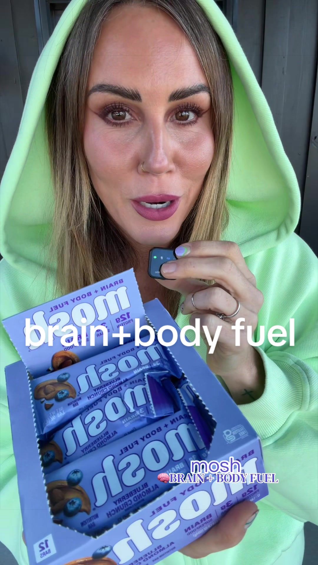 TikTok post by @jess.d.neal for MOSH. Caption reads: @Mosh BRAIN+BODY FUEL🧠 #brainhealth [...].