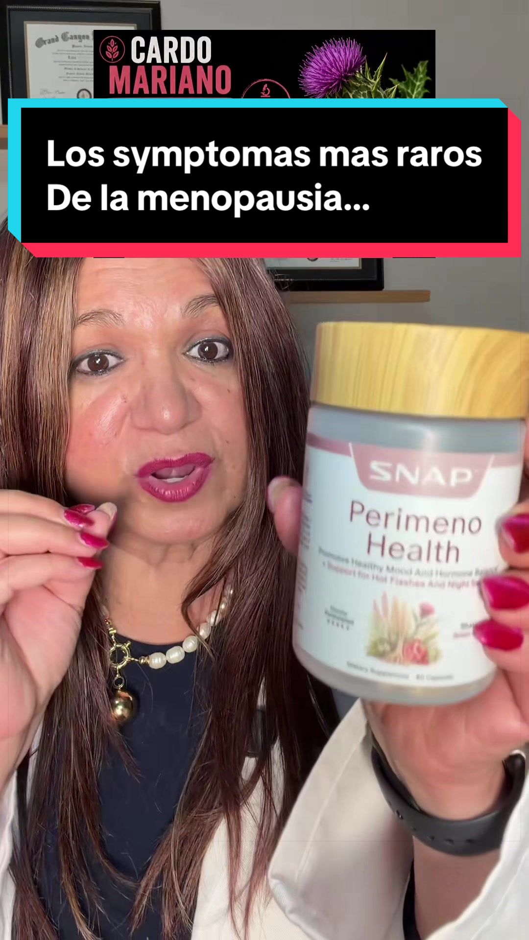 TikTok post by @lilia_latinacreator for Snap Supplements. Caption reads: Replying to @user5085616033460 #menopausia....