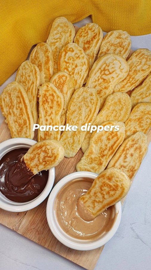 Instagram post by @whatiateforbreakfast for Black Milk. Caption reads: PANCAKE DIPPERS 🥞. Looking for Pancake Day ideas?....