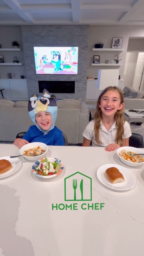 Instagram post by @widbin_world for Home Chef. Caption reads: What a fun combination! Home Chef and Bluey are....