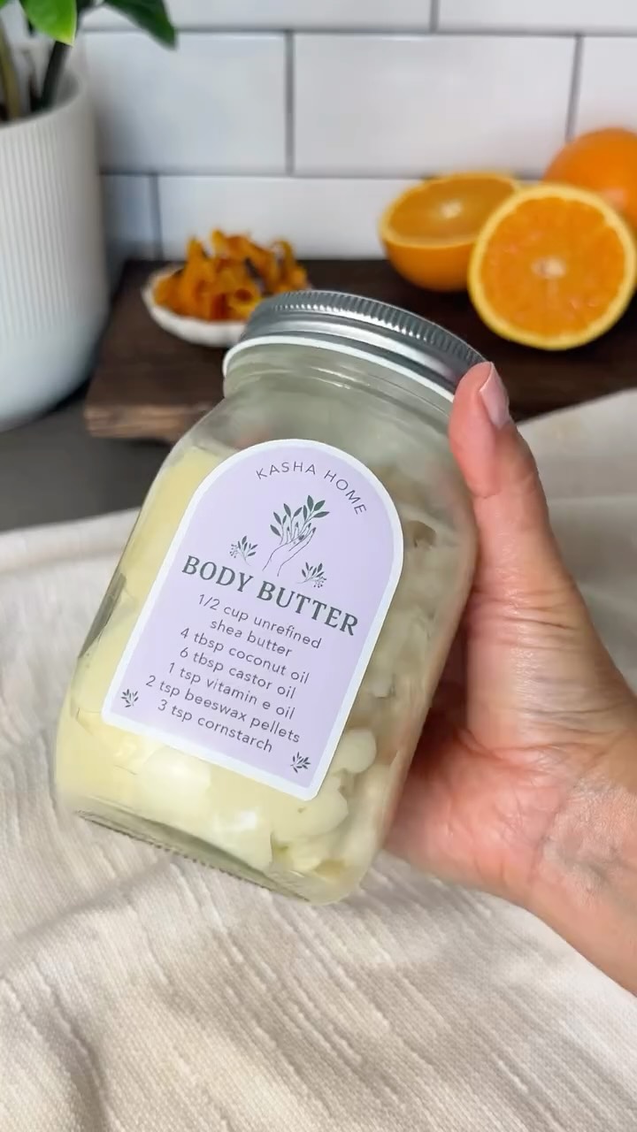 Instagram post by @kasha_home for Sky Organics. Caption reads: Citrus + Vanilla Body Butter recipe 🍊🧈 

To make....