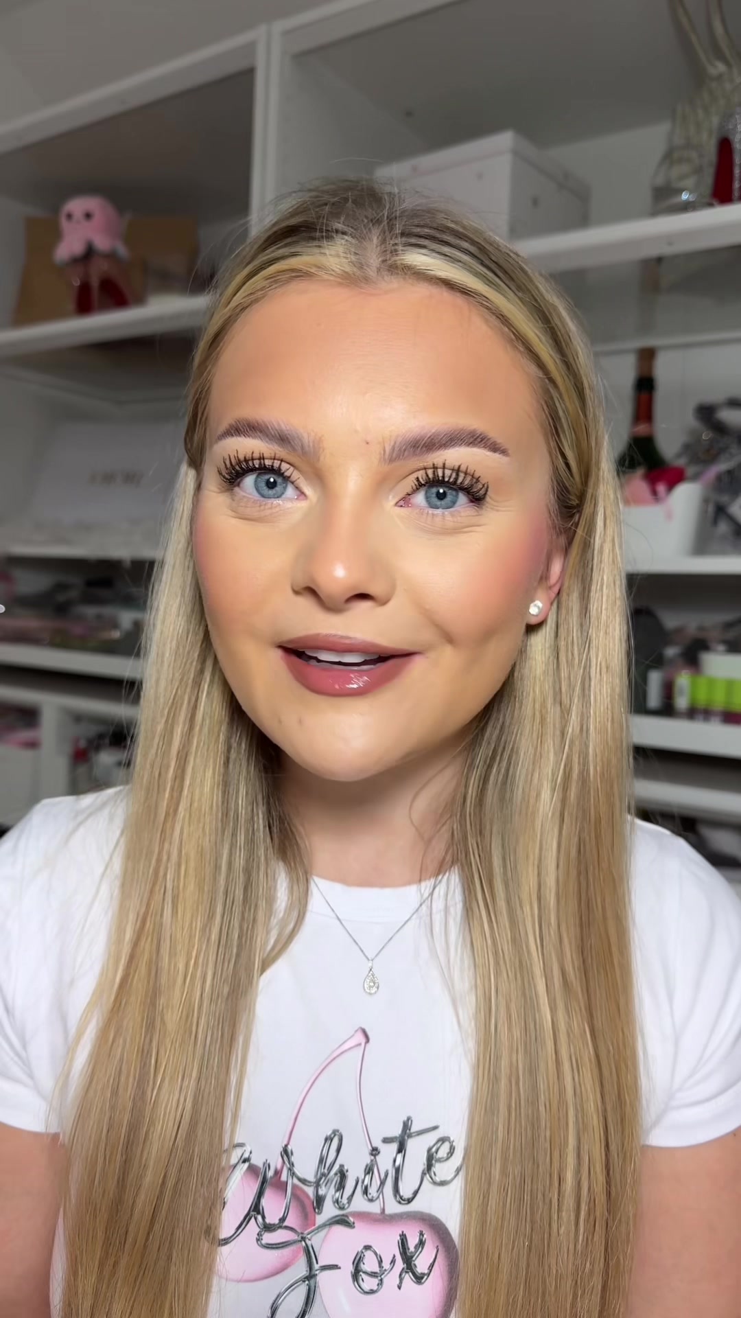 TikTok post by @kristywebley for HNB Cosmetics. Caption reads: Trying the best selling TikTok shop makeup....