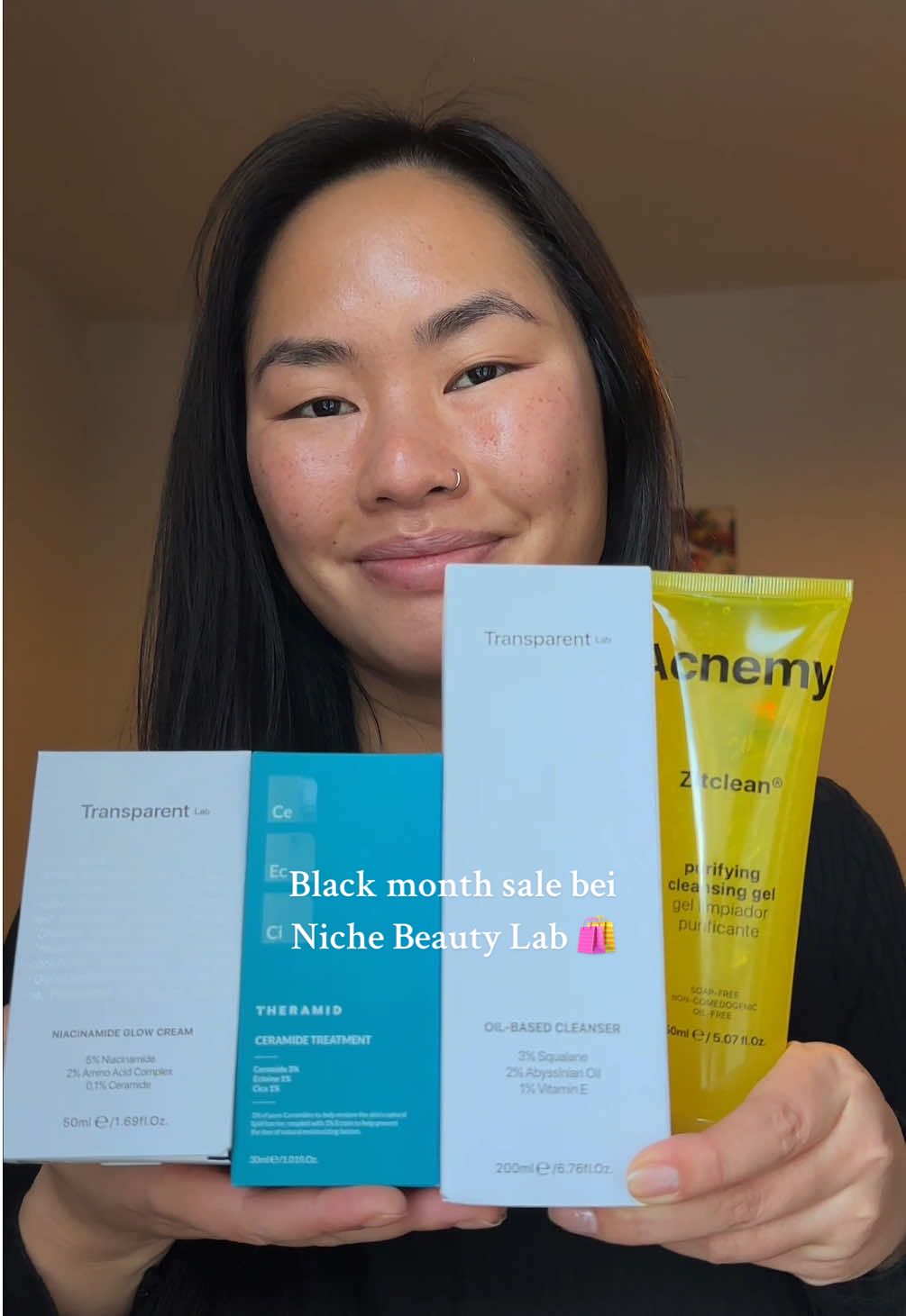 TikTok post by @leeryugc for Skeepers. Caption reads: Geschenk von Niche Beauty Lab Yes everything is....