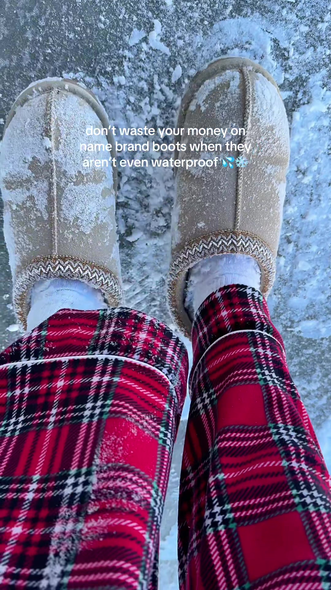 TikTok post by @brynlikesit for evellyhootd. Caption reads: [...] snow and they are still holding up!....