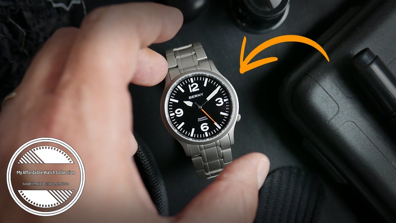 YouTube post by @MyAffordableWatchCollection for Freestyle Watches. Caption reads: Homage Watches as Placeholders: Berny Titanium....