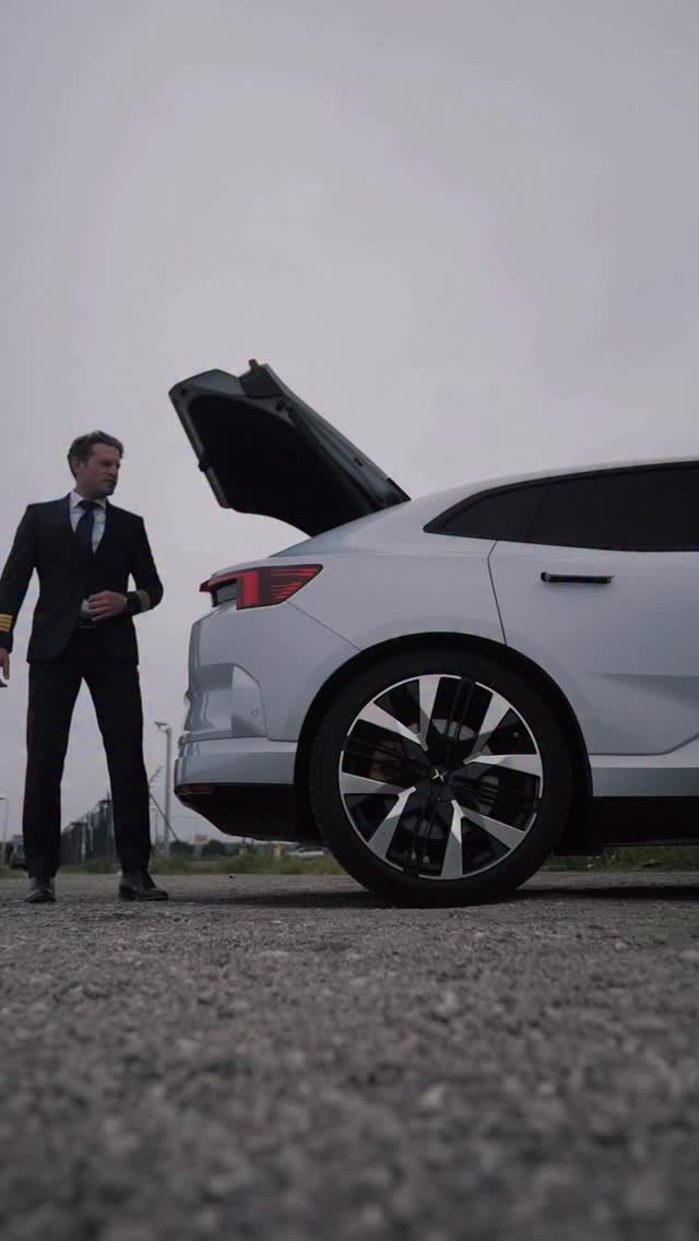 Instagram post by @pilotpatrick for Polestar. Caption reads: [...] at home on my off days 🛩️⚡️🚙 💨....