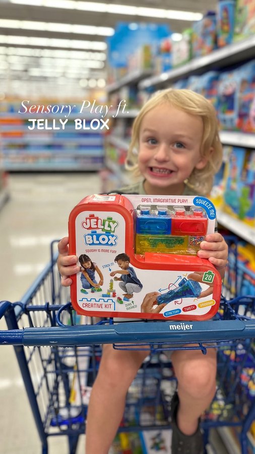 Instagram post by @dani.mccormick for MomSelect. Caption reads: #ad We just picked up these Jelly Blox Creative....