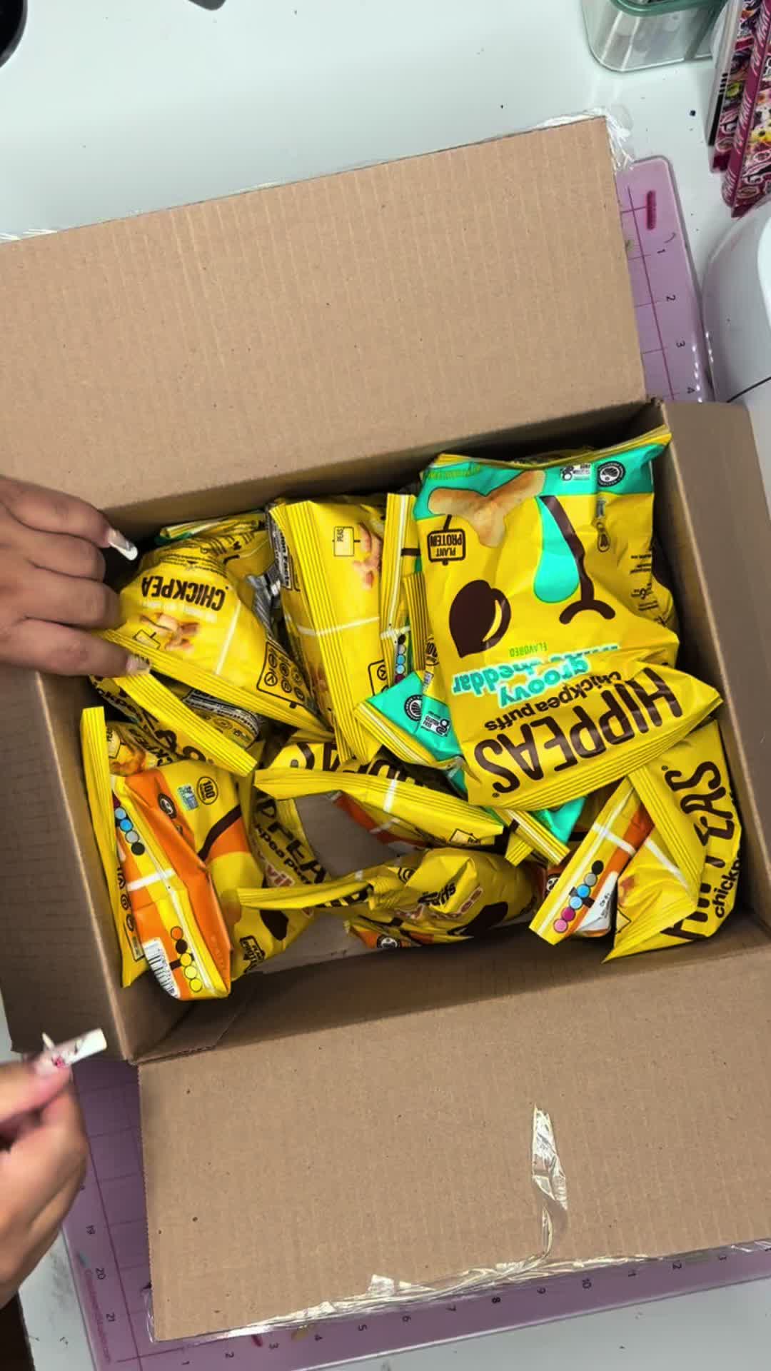 TikTok post by @crabbycreations8 for HIPPEAS. Caption reads: [...] #tiktokshop #healthysnacks #snackforkid....