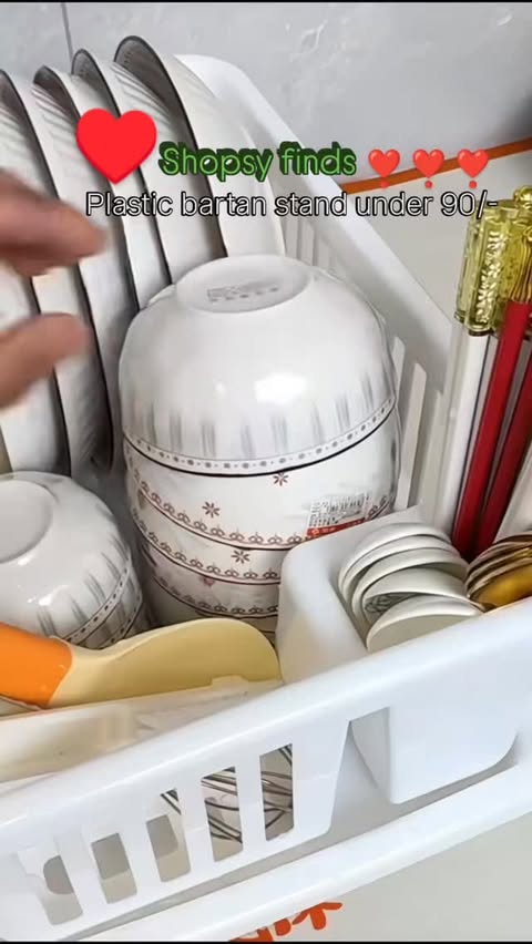 Instagram post by @glamwith_shaheen for Shopsy. Caption reads: Plastic bartan stand under 90/-only on....