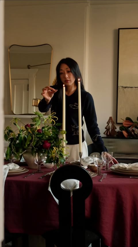 Instagram post by @theserenagoh for West Elm. Caption reads: [holiday hosting] it’s so nice to finally be....