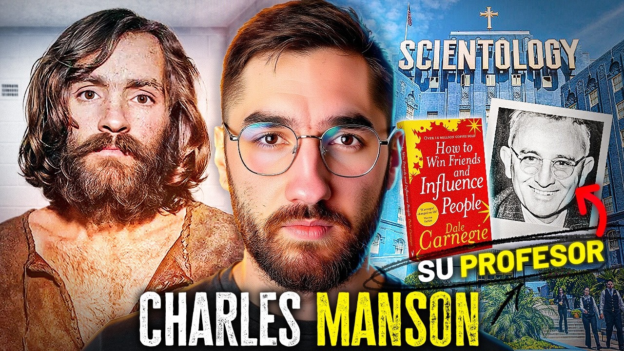 YouTube post by @LordDraugr for Nextory. Caption reads: The Dark Origin of Charles Manson and His Cult |....