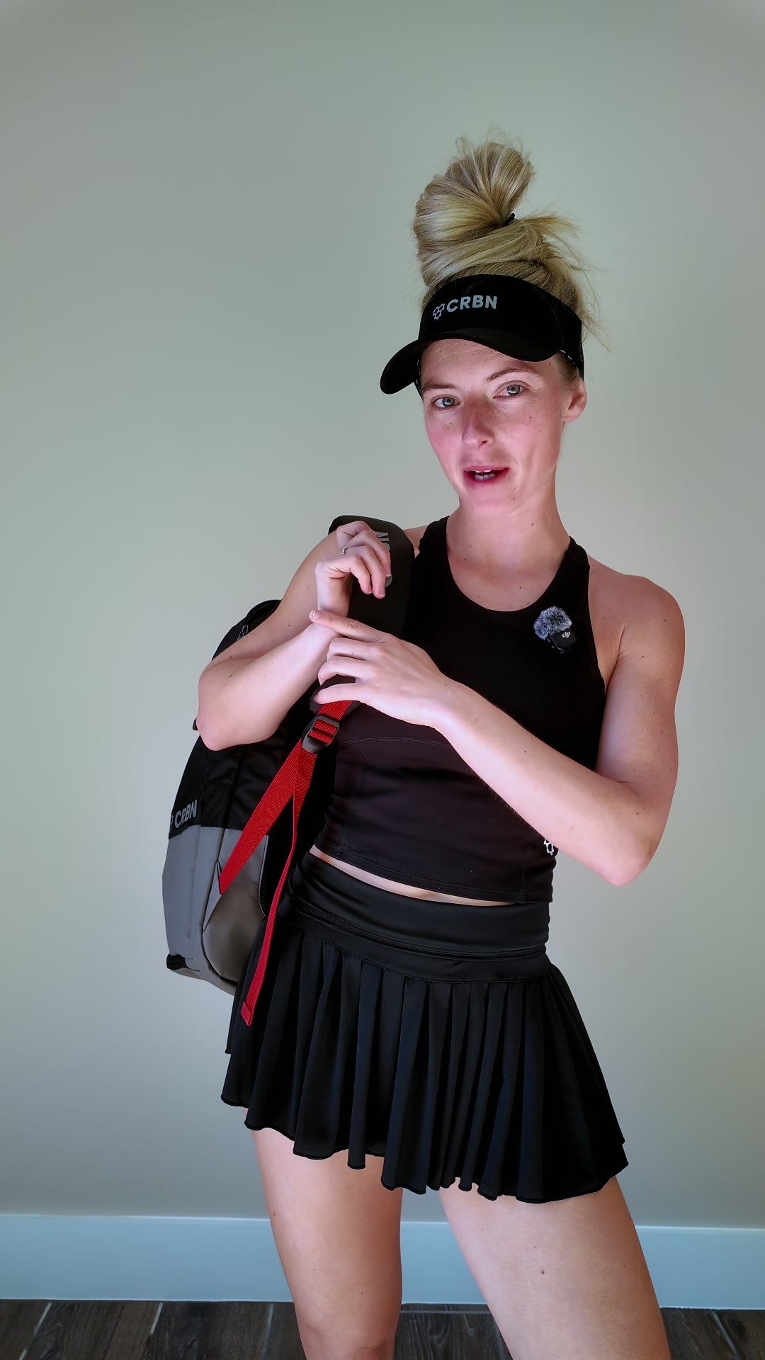 TikTok post by @madison_bridges for Crbn Pickleball. Caption reads: [...] you think I can fit into this bag @CRBN....