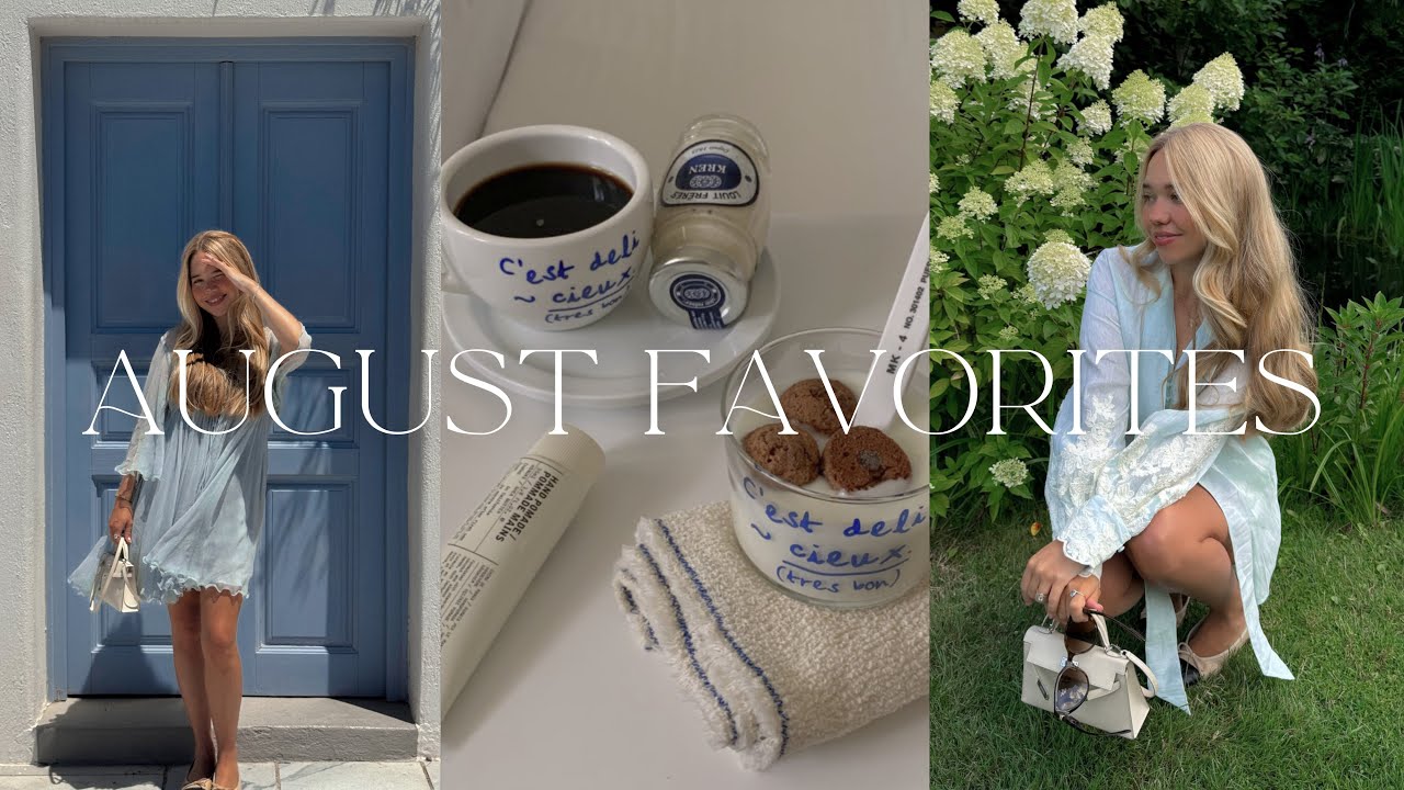 YouTube post by @JesuisLou for 7or9. Caption reads: August Favorites 🌞🧺 New Cashmere Pieces, Fall....