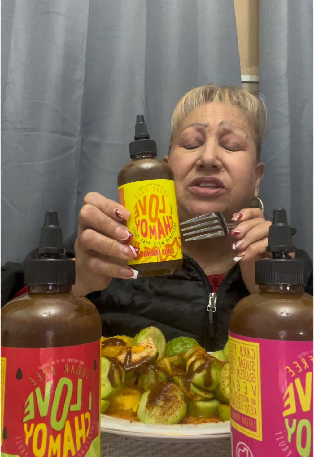 TikTok post by @ofelia_237 for I Love Chamoy. Caption reads: @I Love Chamoy #ilovechamoysugarfree....