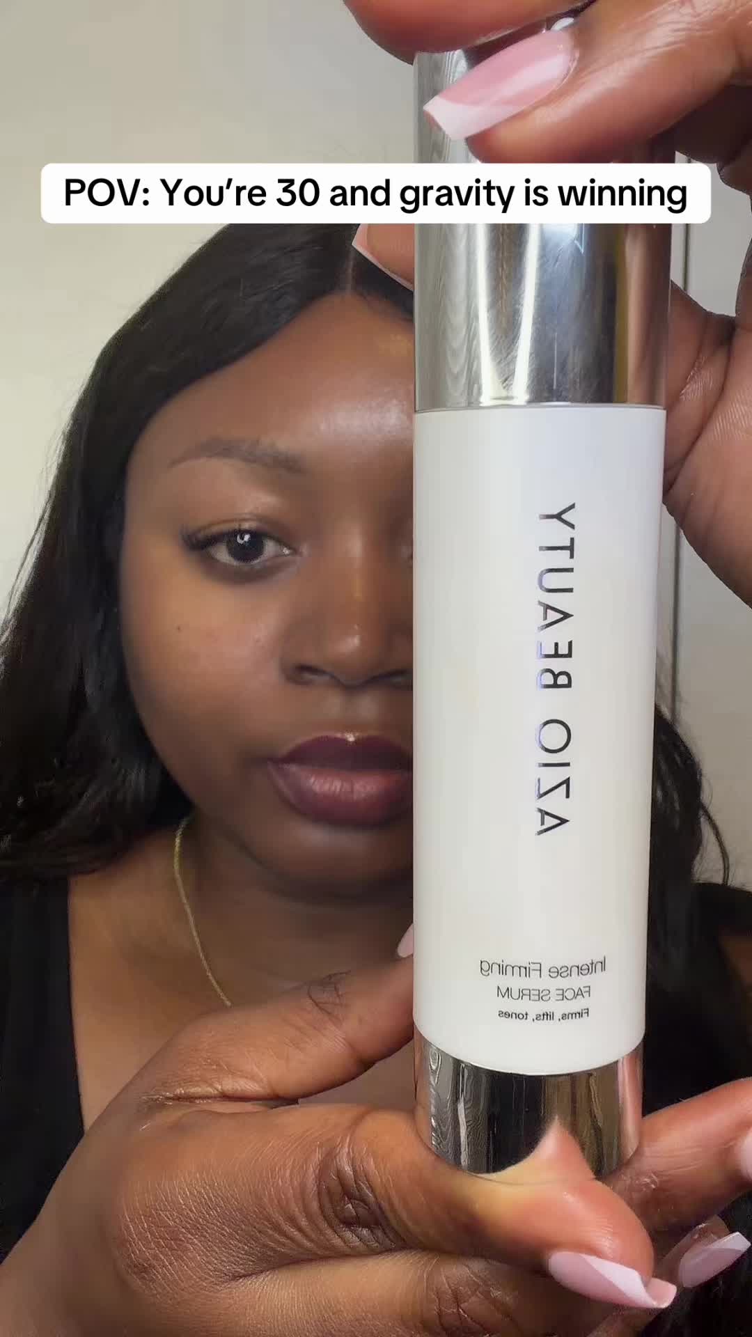 TikTok post by @olalizzy00 for Azio Beauty. Caption reads: [...] your skin the TLC it needs get this @Azio....