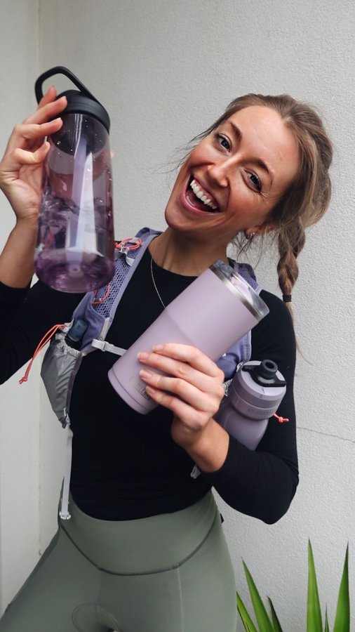 Instagram post by @tillyonabike for CamelBak. Caption reads: [...] means a bottle for every occasion....