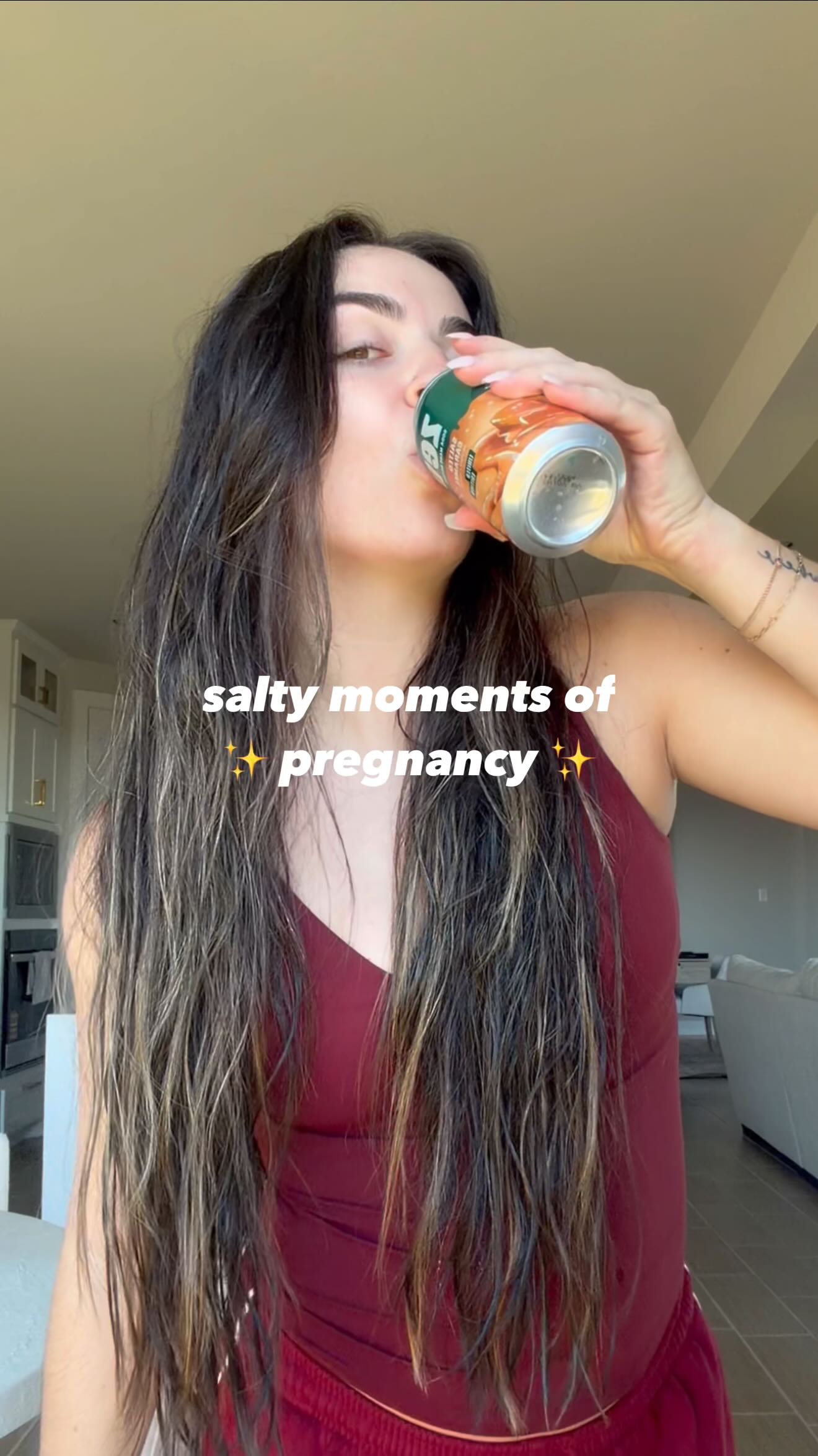 Instagram post by @emersonkincaidd for Zevia. Caption reads: #Ad Salty Moments of ✨Pregnancy✨

I know I’m not....