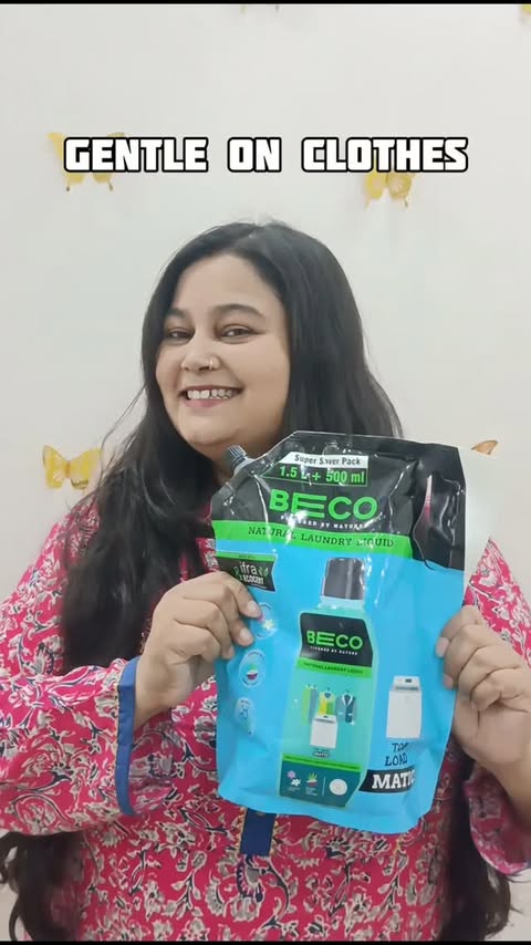 Instagram post by @pujatripathi2 for Beco. Caption reads: Say goodbye to Dirty Clothes with BECO Natural....