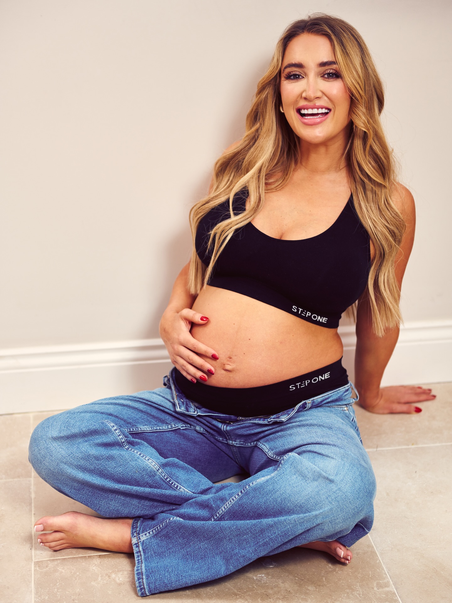 Instagram post by @georgialouiseharrison for Step One. Caption reads: Them: You can’t do an underwear shoot 8 months....