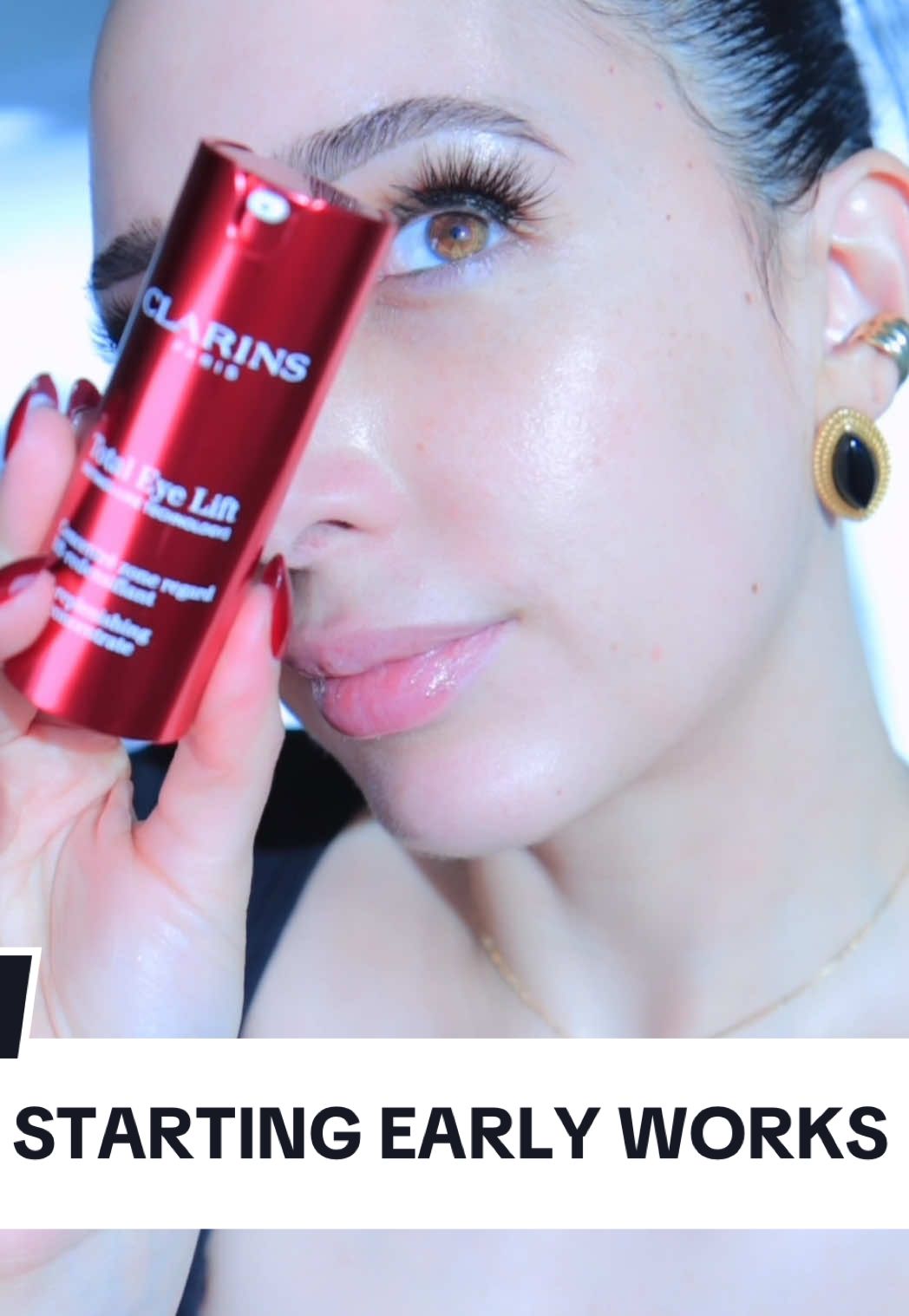 TikTok post by @mar.hacks for Bobbi Brown Cosmetics. Caption reads: Proof that starting early actually works @Clarins....