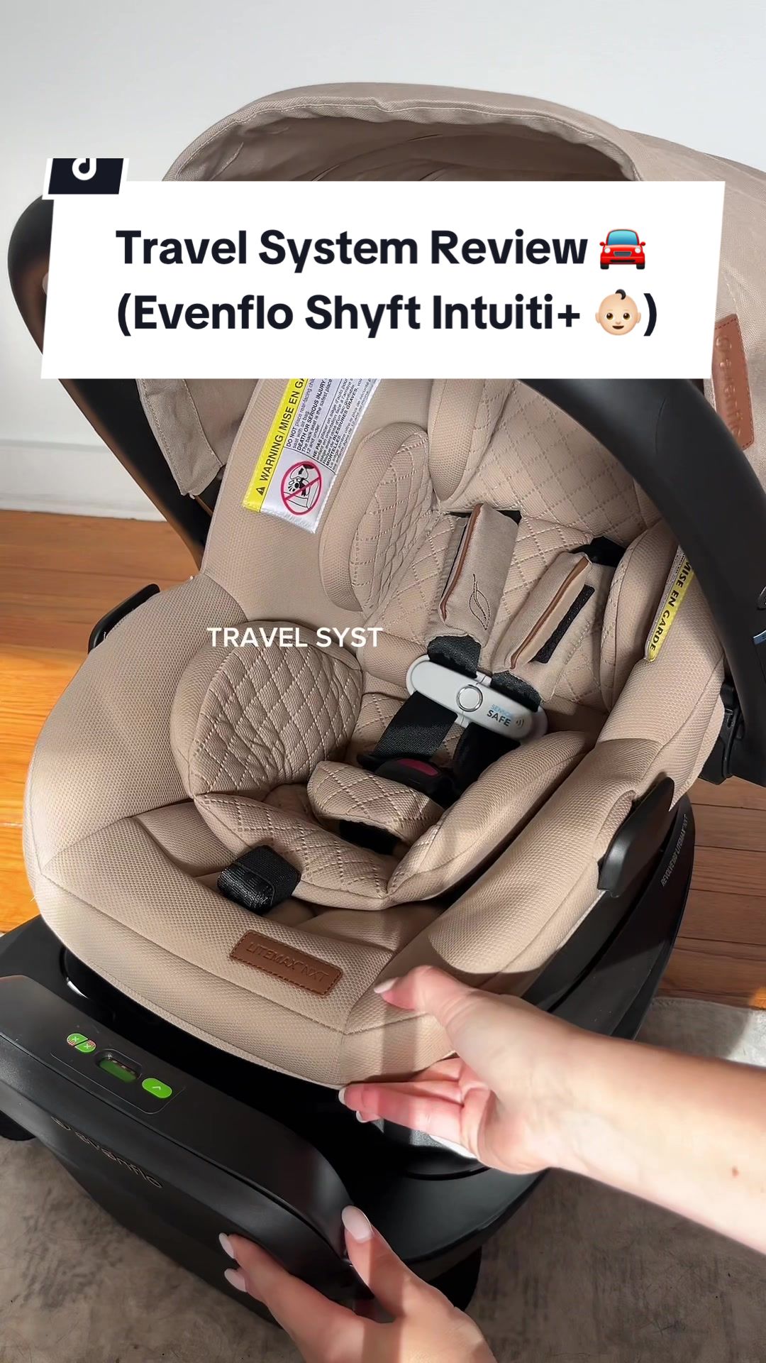 TikTok post by @jgendron10 for Evenflo. Caption reads: [...] I’ll take all the calm I can get 💤 The....