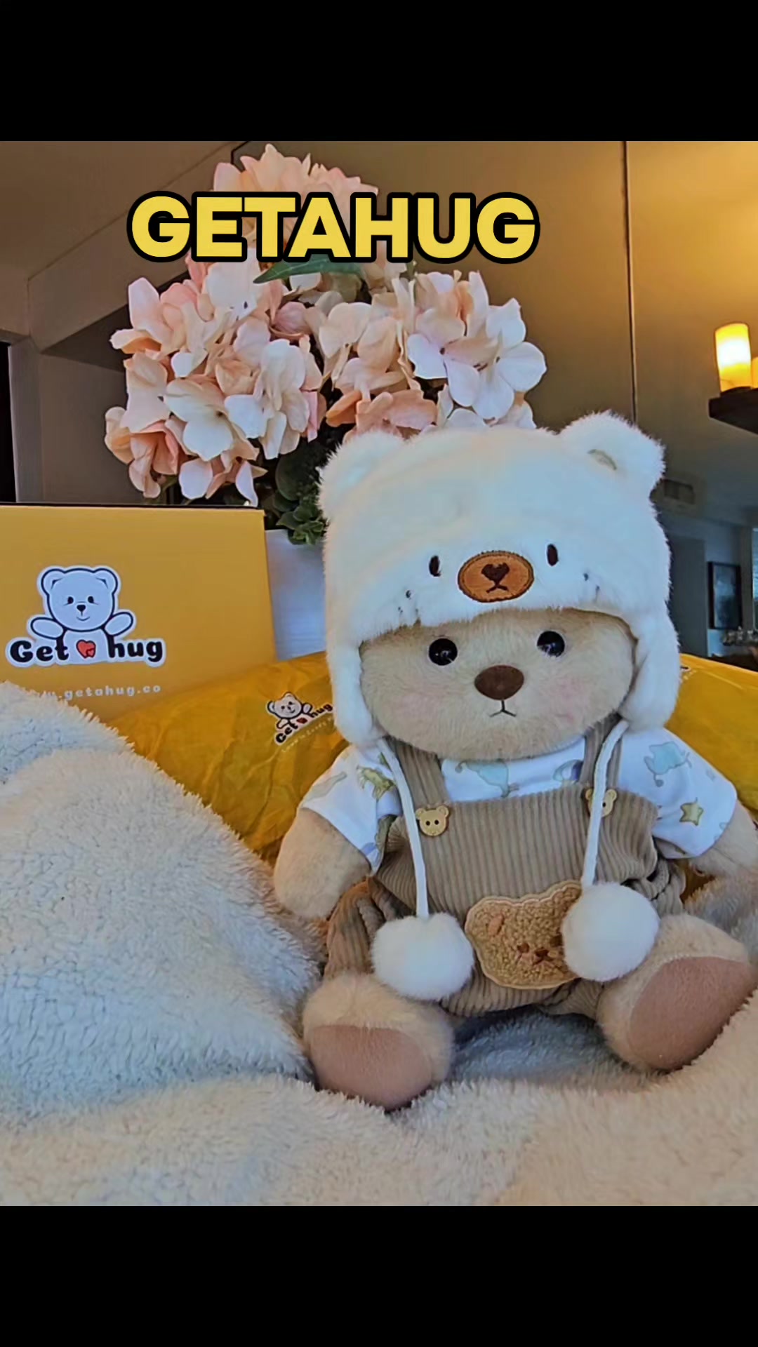 TikTok post by an influencer for Getahug. Caption reads: [...] #kids #arabtiktok #teddybear @Getahug.co....