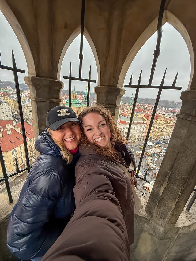 Instagram post by @brogantatexo for British Airways. Caption reads: (ad/gifted) 🇨🇿 Our first morning in Prague may....