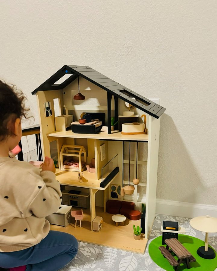 Instagram post by @sedafidanciozturk for Tiny Land. Caption reads: Tinylandus Dollhouse Makes Your Dreams Come True!....