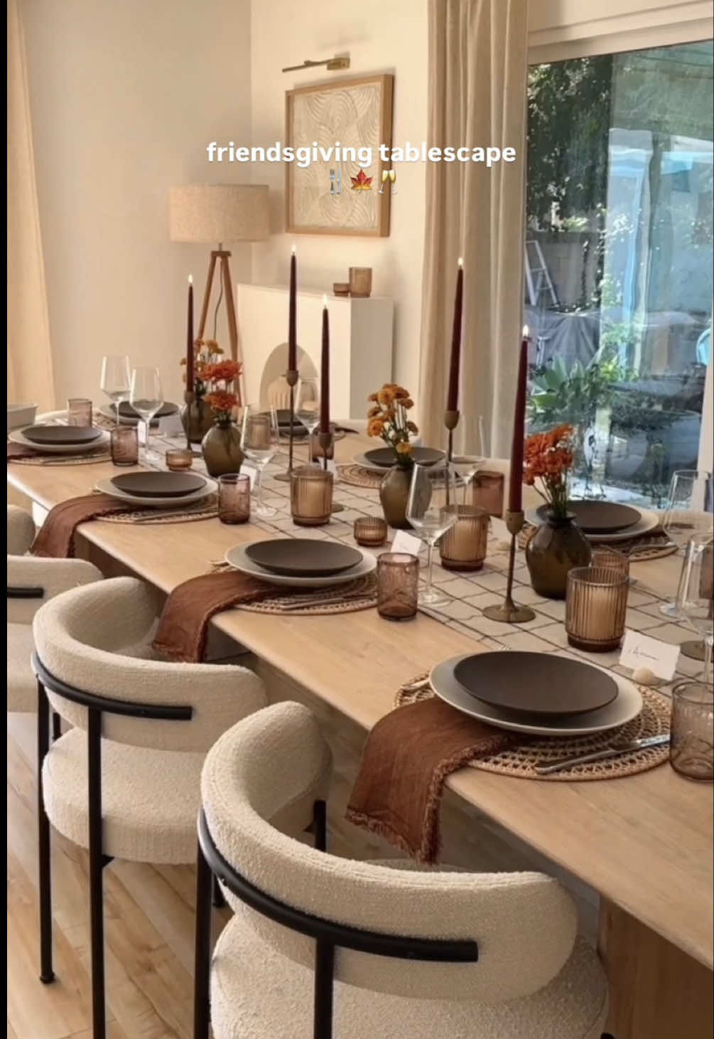 TikTok post by @morganlyates for Crate and Barrel. Caption reads: [...] 🍴🍂 This tablescape from @crateandbarrel is....