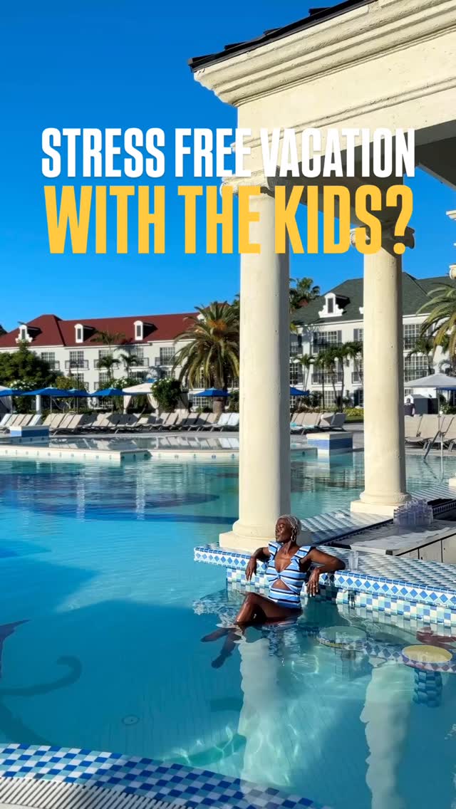 Instagram post by @simplycyn for Beaches Resorts. Caption reads: A stress free trip with kids? Does that even....