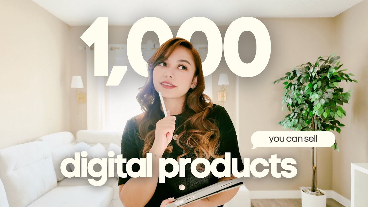 YouTube post by @yalejeannette for Kittl. Caption reads: watch me make 1,000 digital products you can sell.