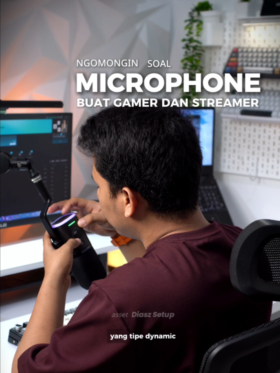 TikTok post by @diaszlab for Maono. Caption reads: [...] #streamingsetup #setupgaming #pd100w @Maono....