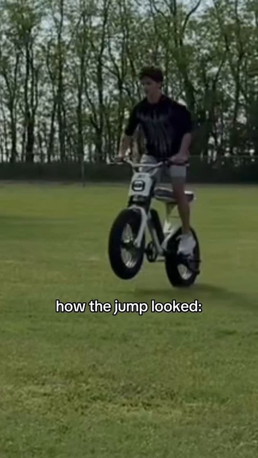 Instagram post by @thehxddy for Macfoxbike. Caption reads: [...] feels like the jump was crazyy😭😭....