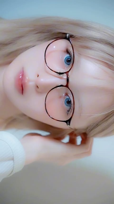 Instagram post by @_chunpi for Jins. Caption reads: JINS中顔面短縮メガネ×チークカラーレンズ👓 [...].