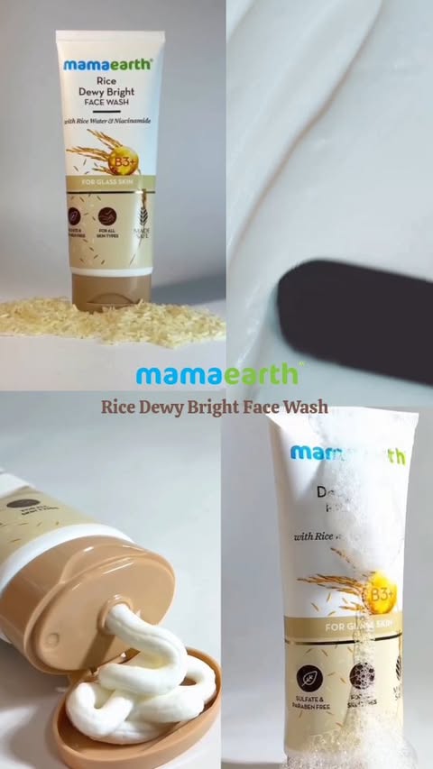 Instagram post by @ugcwithneha__12 for Honasa Consumer Ltd.. Caption reads: Mamaearth Rice wather face wash! 🫶🏻✨ Fir korean....