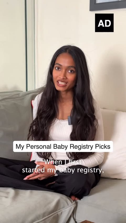 Instagram post by @dshanibernard for Huggies. Caption reads: #ad What to actually put on your baby registry —....