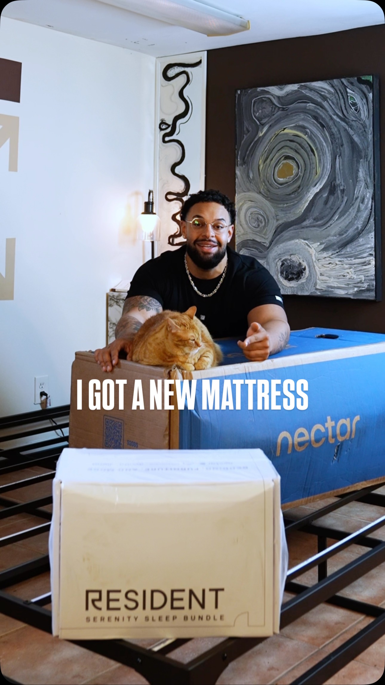 Instagram post by @jamison.davison for Nectar Sleep. Caption reads: I guess the box was comfy too @nectarsleep 

Save....