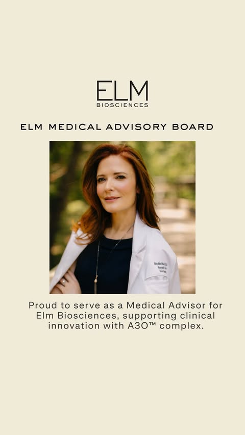 Instagram post by @drminaskin for Elm Biosciences. Caption reads: [...] I stick with it for years… But....