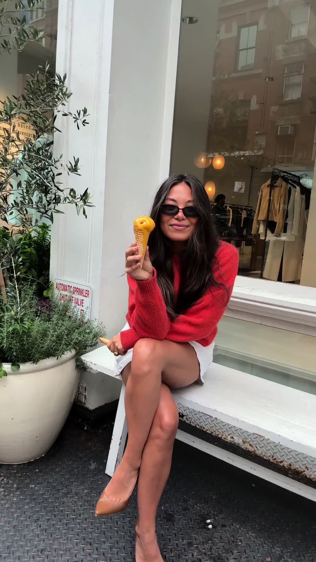 TikTok post by @sophiappauline for Van Leeuwen Ice Cream. Caption reads: [...] peach mango @Kylie Cosmetics x @Van Leeuwen....